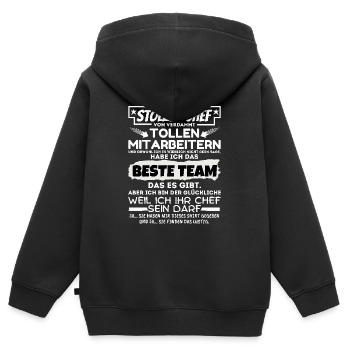 stolzer Chef von verdammt naiven Mitarbeitern - Kinder Premium Organic Zip Hoodie - Schwarz - Hinten - AI Model Kid Male (0cm)