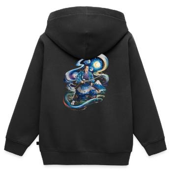 Samurai Ronin mount fuji japanese - Kids Premium Organic Zip-up Hoodie - black - Back - AI Model Kid Male (0cm)