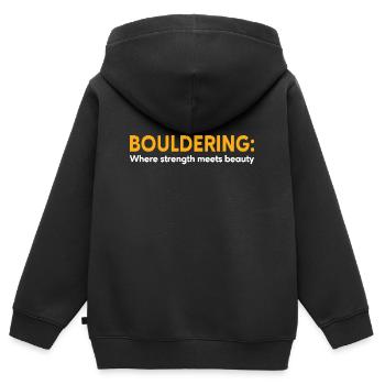 Bouldern Stärke Schönheit Boulderer - Kinder Premium Organic Zip Hoodie - Schwarz - Hinten - AI Model Kid Male (0cm)