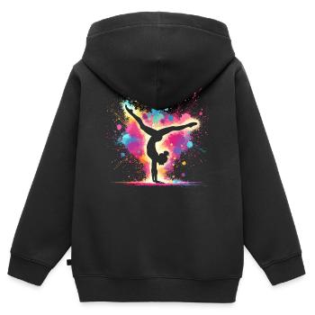 Turnen Gymnastik Turnerin Akrobatik Bodenturnen - Kinder Premium Organic Zip Hoodie - Schwarz - Hinten - AI Model Kid Male (0cm)