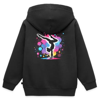 Turnen Gymnastik Turnerin Akrobatik Bodenturnen - Kinder Premium Organic Zip Hoodie - Schwarz - Hinten - AI Model Kid Male (0cm)