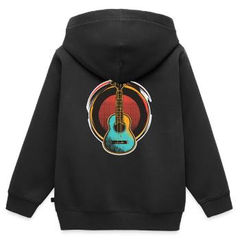 Ukulélé - Sweat Premium à capuche zippé enfant bio - noir - Dos - AI Model Kid Male (0cm)