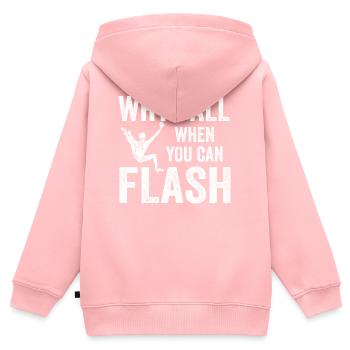 Boulderer Chalk Up Und Flash Bouldering - Kinder Premium Organic Zip Hoodie - Rosa - Hinten - AI Model Kid Female (0cm)