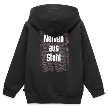 Nerven aus Stahl - Kinder Premium Organic Zip Hoodie - Schwarz - Hinten - AI Model Kid Male (0cm)