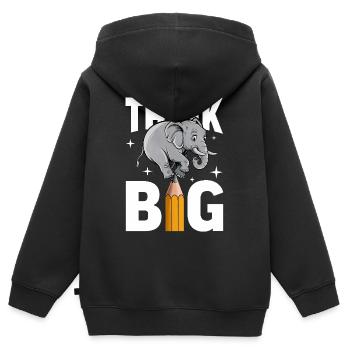 Think Big Elephant Penseurs, rêveurs et visionnaires - Sweat Premium à capuche zippé enfant bio - noir - Dos - AI Model Kid Male (0cm)
