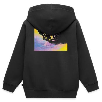 Trail Runner Cross Trail Bergläufer - Kinder Premium Organic Zip Hoodie - Schwarz - Hinten - AI Model Kid Male (0cm)