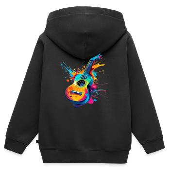 Ukulele Streetart - Kinder Premium Organic Zip Hoodie - Schwarz - Hinten - AI Model Kid Male (0cm)