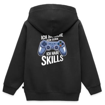 Ich hab gaming Skills - Kinder Premium Organic Zip Hoodie - Schwarz - Hinten - AI Model Kid Male (0cm)