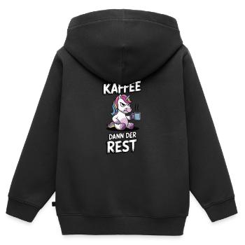 Kaffee EInhorn - Kinder Premium Organic Zip Hoodie - Schwarz - Hinten - AI Model Kid Male (0cm)