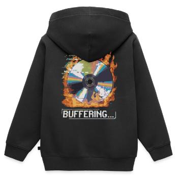 Tampon... Flamingo Glitched CD Design rétro - Sweat Premium à capuche zippé enfant bio - noir - Dos - AI Model Kid Male (0cm)