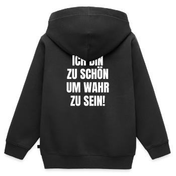zu schön um wahr zu sein Selbstbewusst egoismus - Kinder Premium Organic Zip Hoodie - Schwarz - Hinten - AI Model Kid Male (0cm)