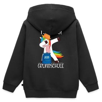 Diplôme d’études primaires 2025 Diplôme d’études primaires - Sweat Premium à capuche zippé enfant bio - noir - Dos - AI Model Kid Male (0cm)