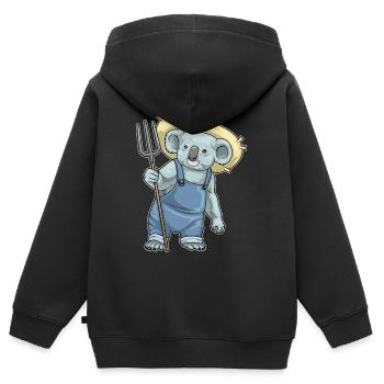 Ferme Fourche des Koalas - Sweat Premium à capuche zippé enfant bio - noir - Dos - AI Model Kid Male (0cm)