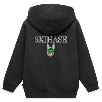 Ski Bunny Lapin d’hiver - Sweat Premium à capuche zippé enfant bio - noir - Dos - AI Model Kid Male (0cm)