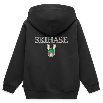 Ski Bunny Lapin d’hiver - Sweat Premium à capuche zippé enfant bio - noir - Dos - AI Model Kid Male (0cm)