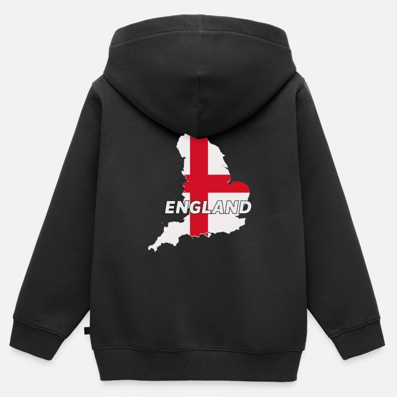 Drapeau de l’Angleterre, fierté britannique - Sweat Premium à capuche zippé enfant bio - noir