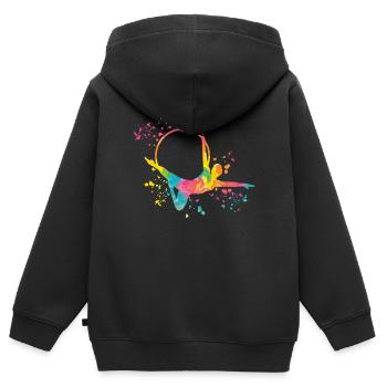 Anneau aérien Aerialist Anneau d’air Lyra - Sweat Premium à capuche zippé enfant bio - noir - Dos - AI Model Kid Male (0cm)