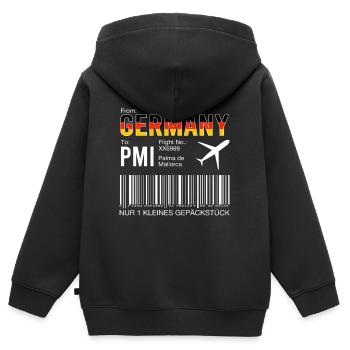Billet d’avion Palma - Sweat Premium à capuche zippé enfant bio - noir - Dos - AI Model Kid Male (0cm)