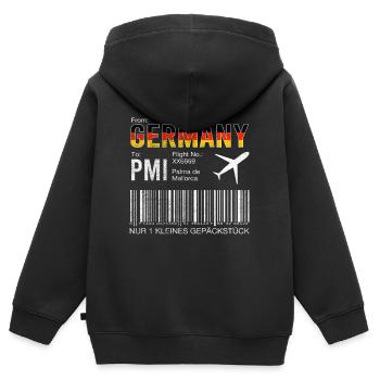 Billet d’avion Palma - Sweat Premium à capuche zippé enfant bio - noir - Dos - AI Model Kid Male (0cm)