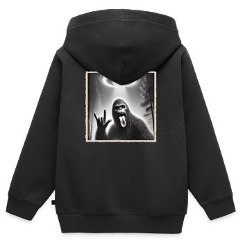 Rock, Rocker, Rock Musik, Heavy Metal, Rock Hand - Kinder Premium Organic Zip Hoodie - Schwarz - Hinten - AI Model Kid Male (0cm)