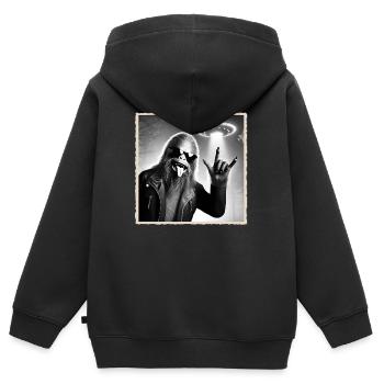 Rock, Rocker, Rock Musik, Heavy Metal, Rock Hand - Kinder Premium Organic Zip Hoodie - Schwarz - Hinten - AI Model Kid Male (0cm)