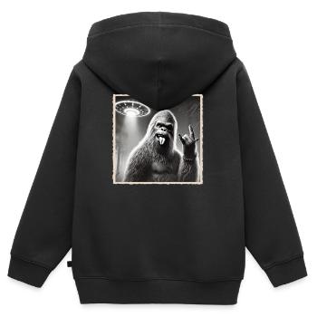 Rock, Rocker, Rock Musik, Heavy Metal, Rock Hand - Kinder Premium Organic Zip Hoodie - Schwarz - Hinten - AI Model Kid Male (0cm)