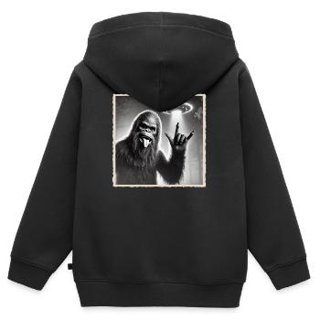 Rock, Rocker, Rock Musik, Heavy Metal, Rock Hand - Kinder Premium Organic Zip Hoodie - Schwarz - Hinten - AI Model Kid Male (0cm)