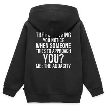La première chose que vous remarquez lorsque quelqu’un essaie de - Sweat Premium à capuche zippé enfant bio - noir - Dos - AI Model Kid Male (0cm)