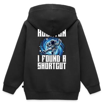 Lustiger Astronaut Weltraum Portal Wurmloch Spruch - Kinder Premium Organic Zip Hoodie - Schwarz - Hinten - AI Model Kid Male (0cm)