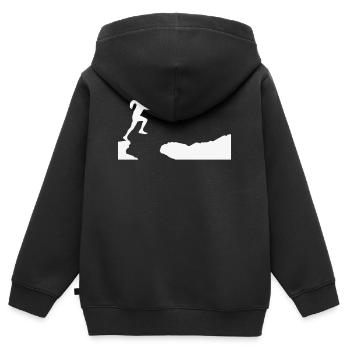 Trail Runner Cross Trail Bergläufer - Kinder Premium Organic Zip Hoodie - Schwarz - Hinten - AI Model Kid Male (0cm)