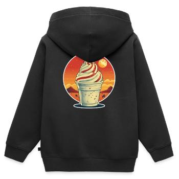 Eisbecher Porträt - Kinder Premium Organic Zip Hoodie - Schwarz - Hinten - AI Model Kid Male (0cm)