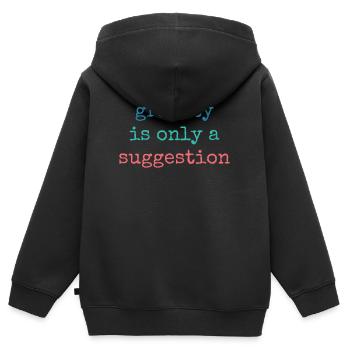 Schwerkraft Ist Nur Ein Vorschlag Boulderer - Kinder Premium Organic Zip Hoodie - Schwarz - Hinten - AI Model Kid Male (0cm)