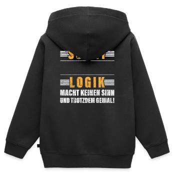 Métier Personnalisable Logique Nom Cadeau Drôle - Sweat Premium à capuche zippé enfant bio - noir - Dos - AI Model Kid Male (0cm)