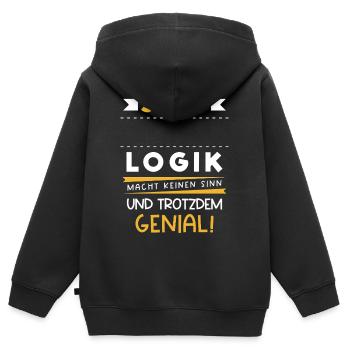 Métier Personnalisable Logique Nom Cadeau Drôle - Sweat Premium à capuche zippé enfant bio - noir - Dos - AI Model Kid Male (0cm)