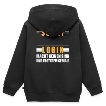 Métier Personnalisable Logique Nom Cadeau Drôle - Sweat Premium à capuche zippé enfant bio - noir - Dos - AI Model Kid Male (0cm)