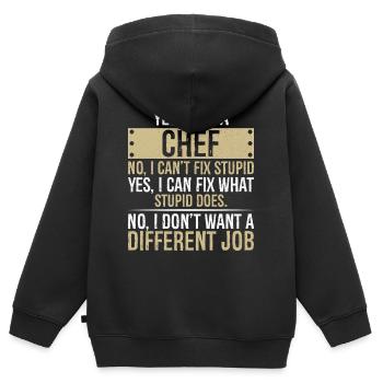 je suis CHEF non je ne peux pas réparer stupide je peux réparer - Sweat Premium à capuche zippé enfant bio - noir - Dos - AI Model Kid Male (0cm)