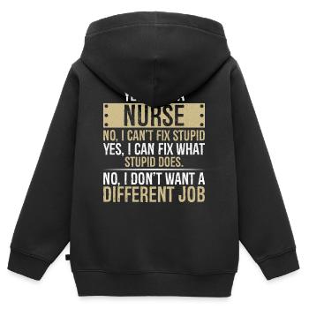 je suis infirmière non je ne peux pas réparer stupide je peux réparer - Sweat Premium à capuche zippé enfant bio - noir - Dos - AI Model Kid Male (0cm)