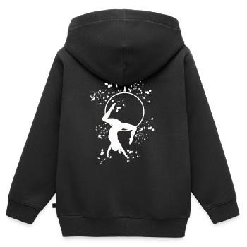 Anneau aérien Aerialist Anneau d’air Lyra - Sweat Premium à capuche zippé enfant bio - noir - Dos - AI Model Kid Male (0cm)