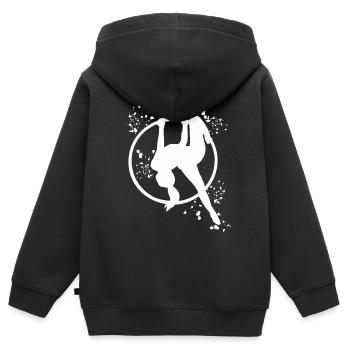 Anneau aérien Aerialist Anneau d’air Lyra - Sweat Premium à capuche zippé enfant bio - noir - Dos - AI Model Kid Male (0cm)