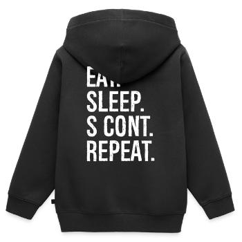 eat sleep s cont repeat - Kinder Premium Organic Zip Hoodie - Schwarz - Hinten - AI Model Kid Male (0cm)