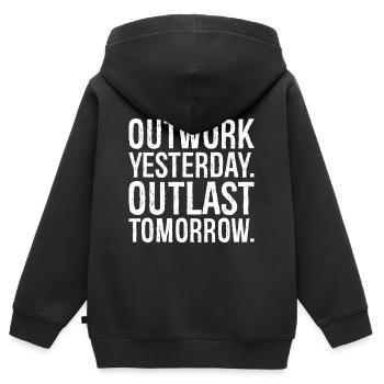 survivre hier survivre demain - Sweat Premium à capuche zippé enfant bio - noir - Dos - AI Model Kid Male (0cm)