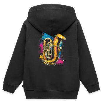 Tuba Streetart - Kinder Premium Organic Zip Hoodie - Schwarz - Hinten - AI Model Kid Male (0cm)