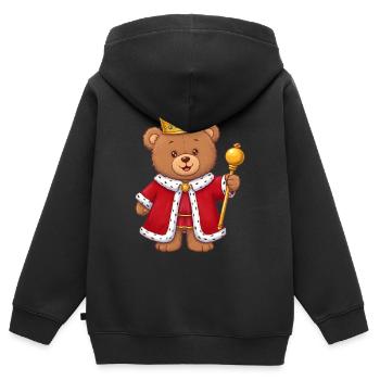 Teddybär König - Kinder Premium Organic Zip Hoodie - Schwarz - Hinten - AI Model Kid Male (0cm)