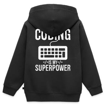 Le codage est mon superpouvoir - Sweat Premium à capuche zippé enfant bio - noir - Dos - AI Model Kid Male (0cm)