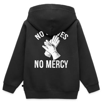 no gloves no mercy - Kids Premium Organic Zip-up Hoodie - black - Back - AI Model Kid Male (0cm)