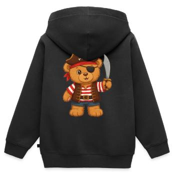 Ours en peluche Pirate - Sweat Premium à capuche zippé enfant bio - noir - Dos - AI Model Kid Male (0cm)
