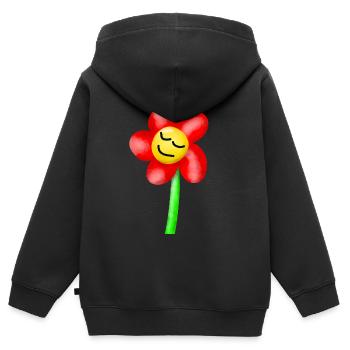 verträumte müde Blume Blumen Sommer - Kinder Premium Organic Zip Hoodie - Schwarz - Hinten - AI Model Kid Male (0cm)