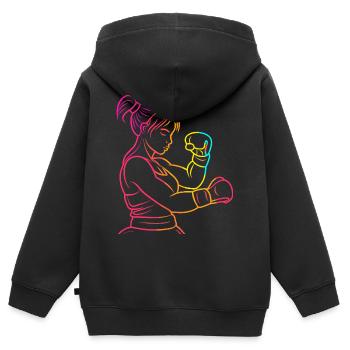 Kickboxer des années 90 - Sweat Premium à capuche zippé enfant bio - noir - Dos - AI Model Kid Male (0cm)