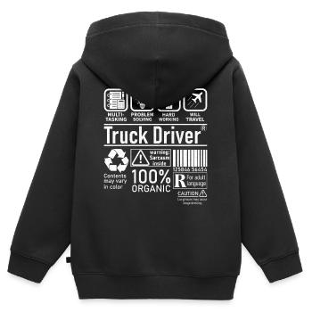 Chauffeur de camion multitâche résolution de problèmes - Sweat Premium à capuche zippé enfant bio - noir - Dos - AI Model Kid Male (0cm)