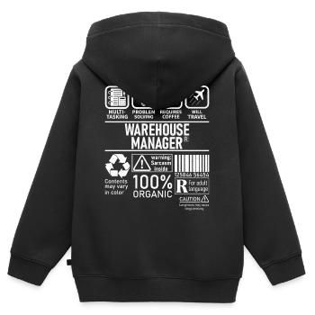 Résolution de problèmes multitâches Warehouse Manager - Sweat Premium à capuche zippé enfant bio - noir - Dos - AI Model Kid Male (0cm)
